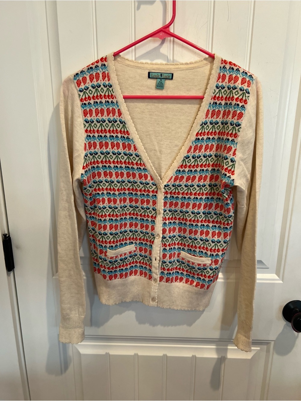 Cream Fair Isle V-Neck Cardigan
